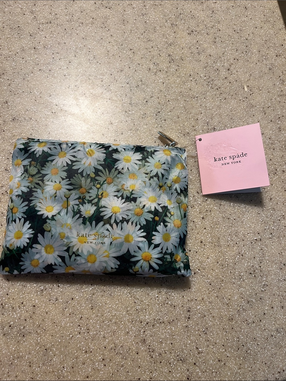 kate spade Daisy Floral Zip Pouch in Green, White & Yellow